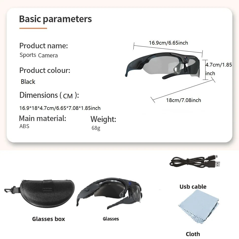 2026 Glasses With 1080p High-definition Mini Camera Smart Glasses Cycling Recorder Outdoor Sports Recording Goggles
