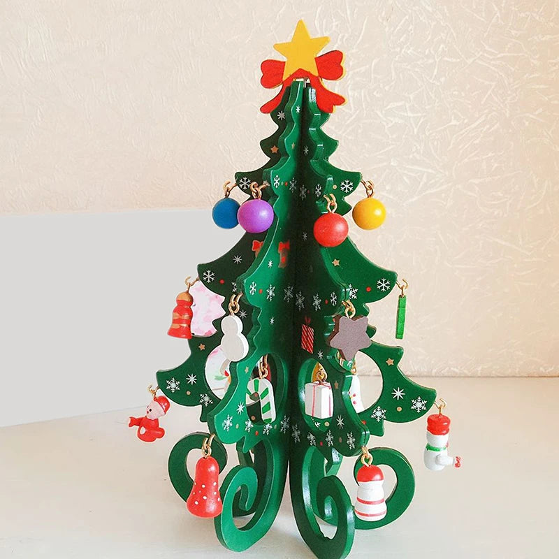 Creative DIY Wooden Christmas Tree Window Shop Mall Desktop Display Props Ornament Holiday Gifts Decoration Ornaments