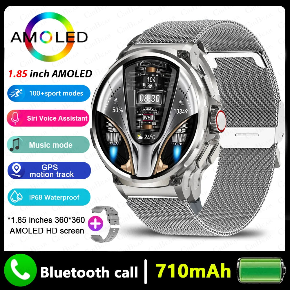 2026 New GPS Track Smart Watch Men 1.85-Inch HD AMOLED Screen 710 Mah Battery Sport Bluetooth Call Smartwatch For Android IOS