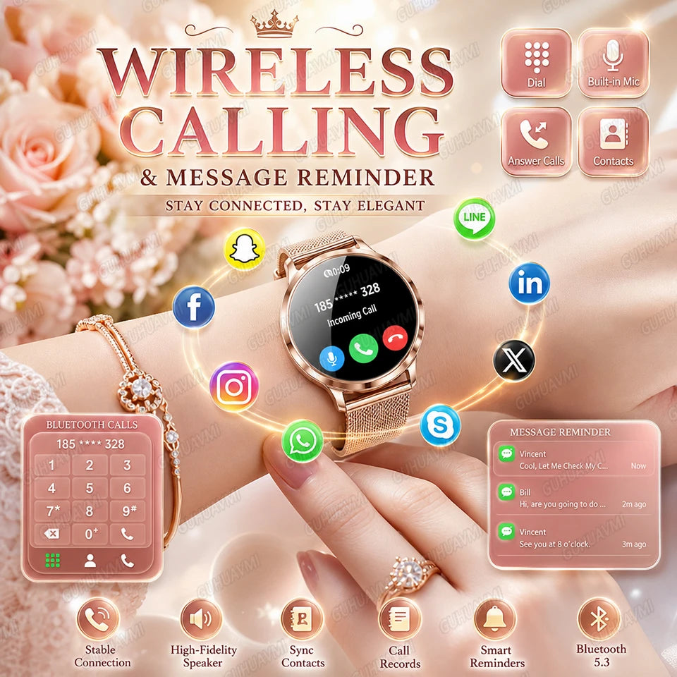 2026 New Smart Watch For Women 1.32" AMOLED Display Answer Make Call Message Health Sport Watch Ladies' Gift Music Digital Clock