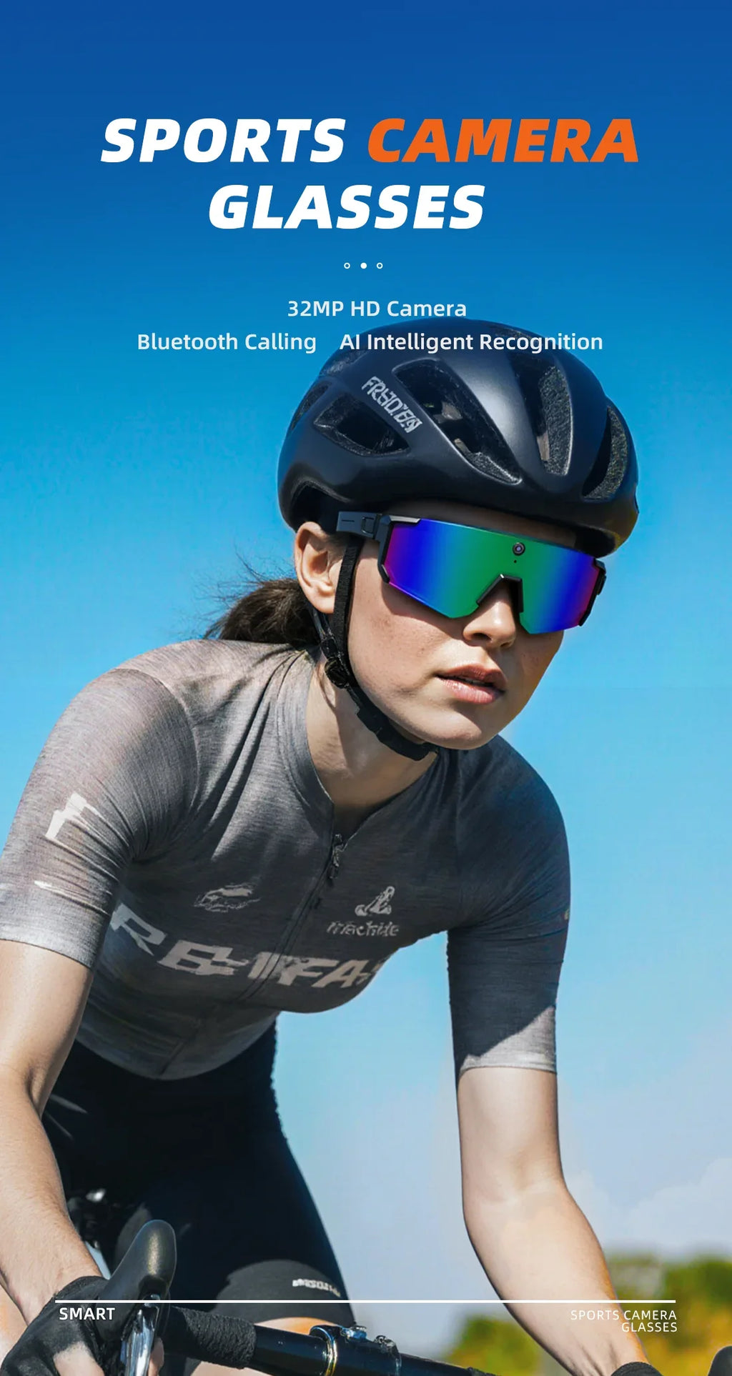 2026 New AI Smart Glasses 800W Camera HD Anti-shake Bicycle Riding Shooting&recording IP54 Water & Dust Translation Smartglasses