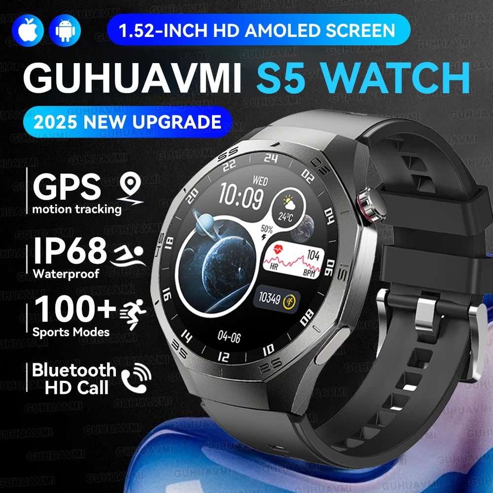 2026 New Sports Watch 5 Pro GPS Track Smart Watches Men 1.53"AMOLED Full Touch Screen Waterproof Bluetooth Talk Smart Bracelet