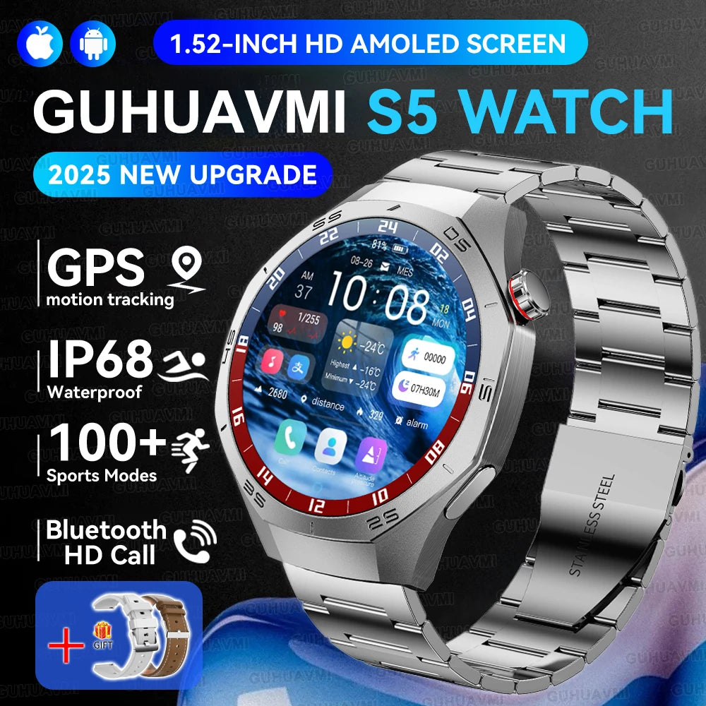 2026 New Sports Watch 5 Pro GPS Track Smart Watches Men 1.53"AMOLED Full Touch Screen Waterproof Bluetooth Talk Smart Bracelet