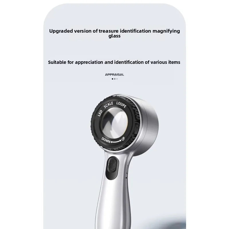 Magnifying Glass Rechargeable with UV Light High-definition High Magnification with Scale for Identifying Jewelry and Stamps