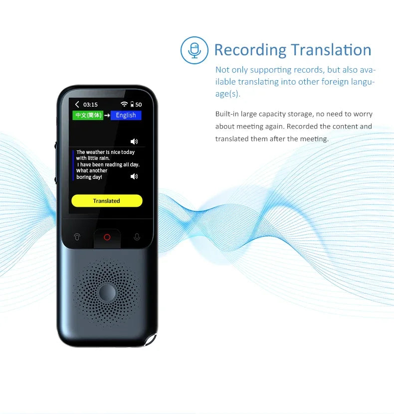 138 Language T11 Smart Translator Portable Audio Offline Real-time Intelligent Voice AI Photo Translator - Offline Translation