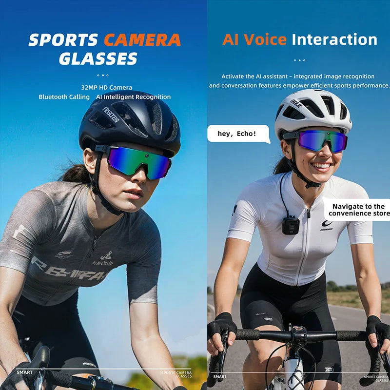 2026 New AI Smart Glasses 800W Camera HD Anti-shake Bicycle Riding Shooting&recording IP54 Water & Dust Translation Smartglasses