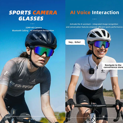 2026 New AI Smart Glasses 800W Camera HD Anti-shake Bicycle Riding Shooting&recording IP54 Water & Dust Translation Smartglasses