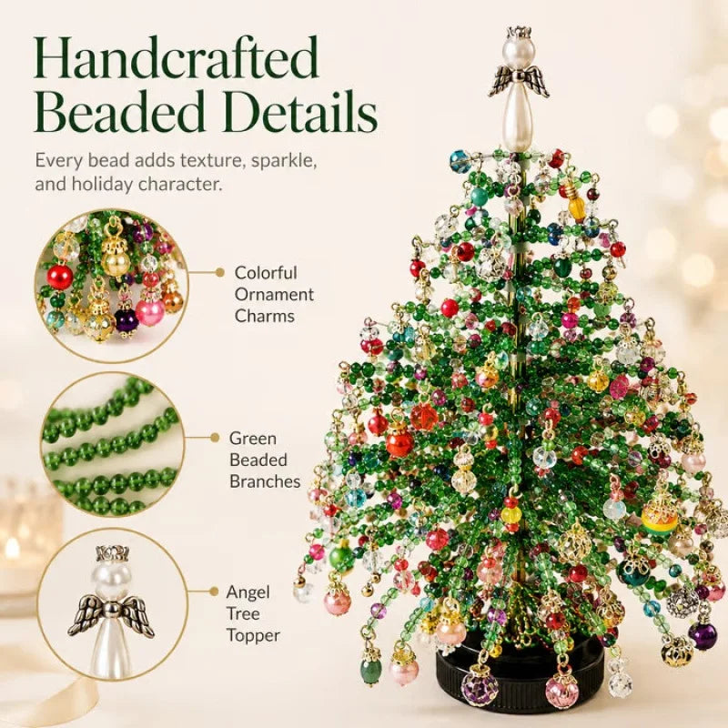 DIY Beaded Christmas Tree Kit, Crystal Bead Holiday Craft Set | DIY Beaded Christmas Tree Kit with Crystal Beads and Ornaments