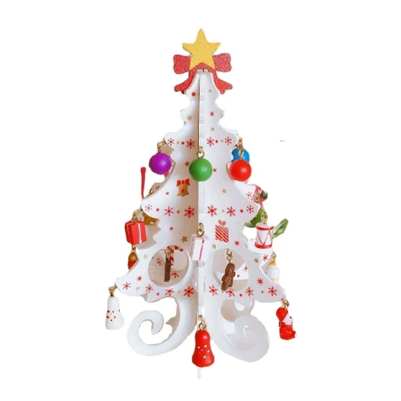 Creative DIY Wooden Christmas Tree Window Shop Mall Desktop Display Props Ornament Holiday Gifts Decoration Ornaments