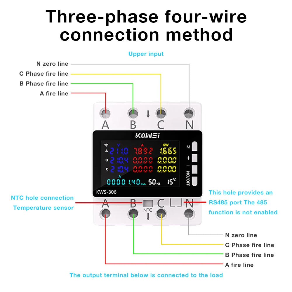 Tuya WiFi 8in1 AC Energy Meter 3P 85-290V/80A Voltage Current Meter APP Relay kWh Circuit Breaker Power Meter Smart Life