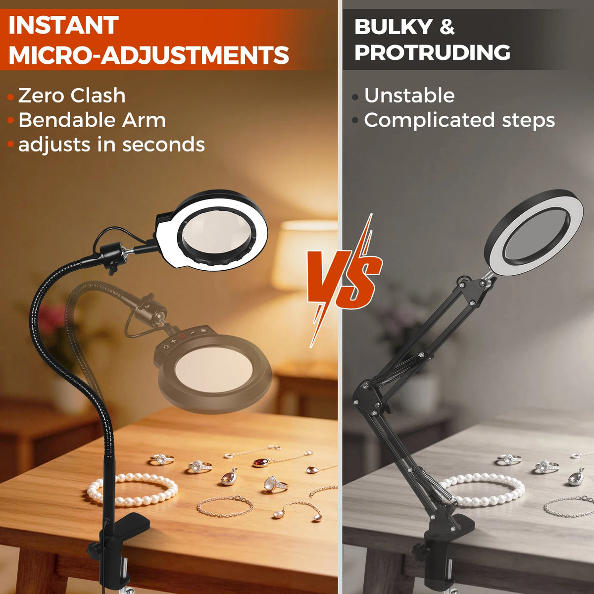 5X Magnifying Glass with Light 5 Color Modes Dimmable Lighted Magnifying Lamp Glass for Reading, Close Work, Hobbies, Crafts