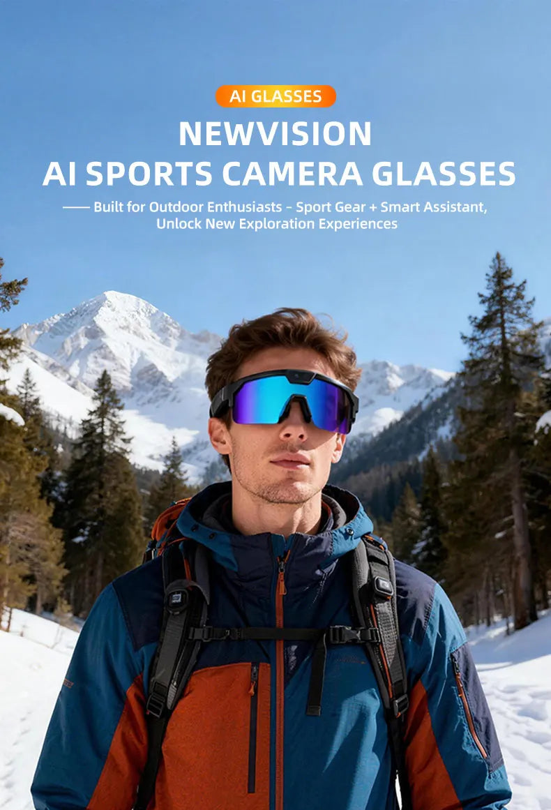 2026 New AI Camera Glasses, 1200P HD Video Recording, 30MP Photo Shooting, Voice Assistant, WiFi Sync for Cycling Hiking Travel