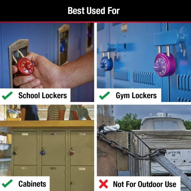Locker Rotate Portable Password Lock Combination Padlock Rotation Lock for Gym and School Lockers Master Lock 1530D Combination
