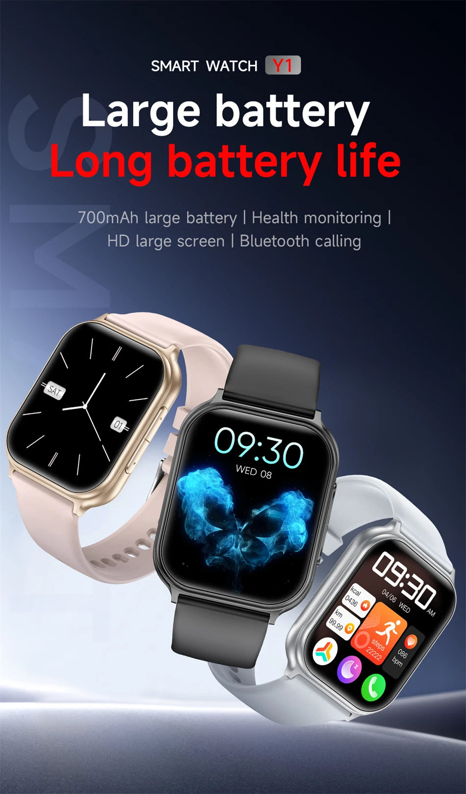 2026 New Smartwatches Men Women Sports Fitness Tracker IP68 Waterproof Built-in 24H Heart Rate 700 mAh Battery Call Smart Watch
