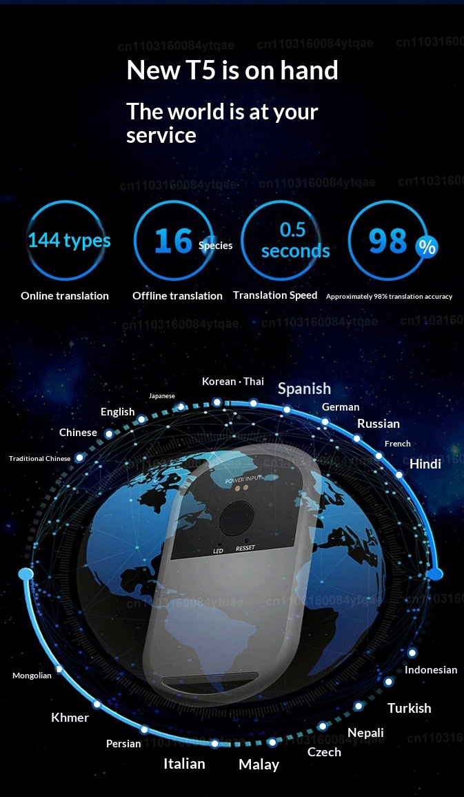 UURMI T5 AI Translator: 144 Languages, 0.5s Speed, 98% Accuracy, 16 Offline, Photo/Video Translate, 60-Day Battery, 5G Free