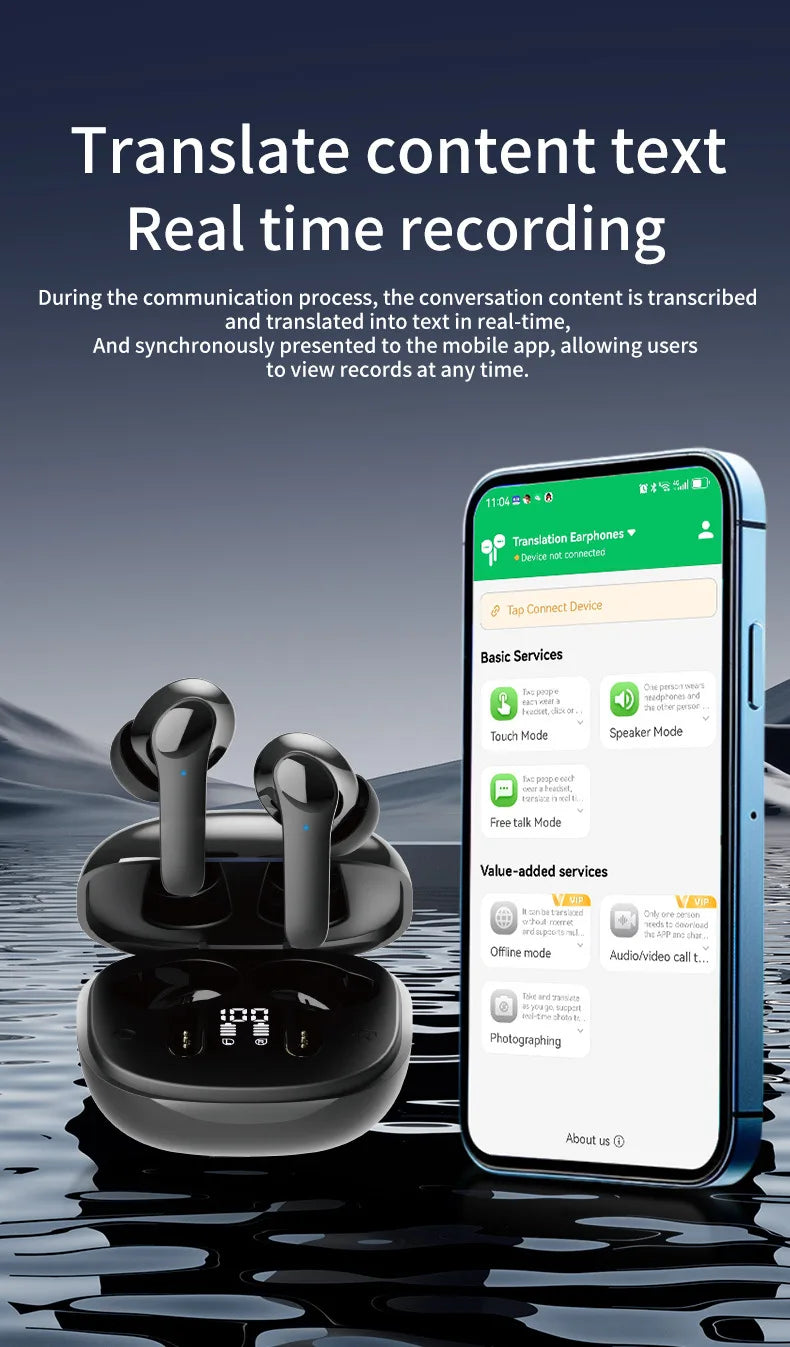New Translation Headphones 144 Translanguages Instant Translate Smart Voice Translator B11 Wireless Bluetooth Translator Earphon