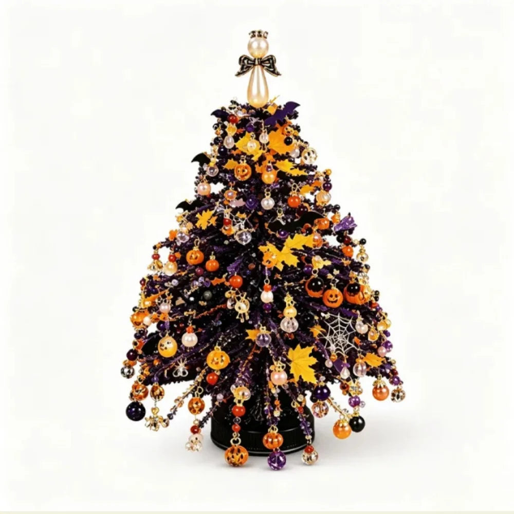 DIY Beaded Christmas Tree Kit, Crystal Bead Holiday Craft Set | DIY Beaded Christmas Tree Kit with Crystal Beads and Ornaments