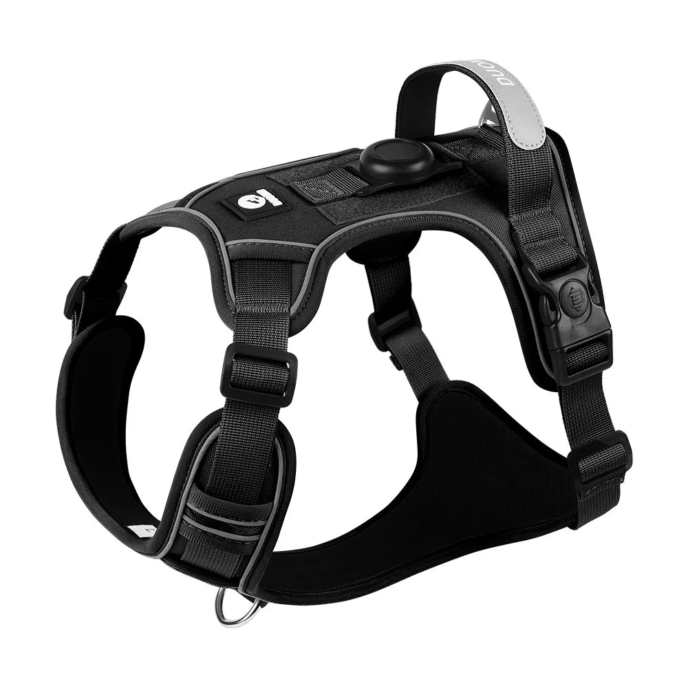 Airtag Holder Harness for Medium Large Dog Escape-Proof Reflective Vest with GPS Tracker Pocket, Adjustable Breathable Mesh