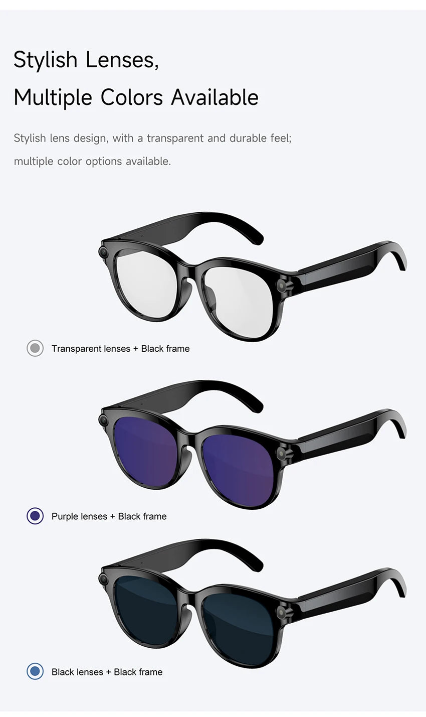 M89-S AI Smart Glasses Equipped with High-Definition 1080P Camera Translation AI Voice Assistant Music Playback and LED Lighting