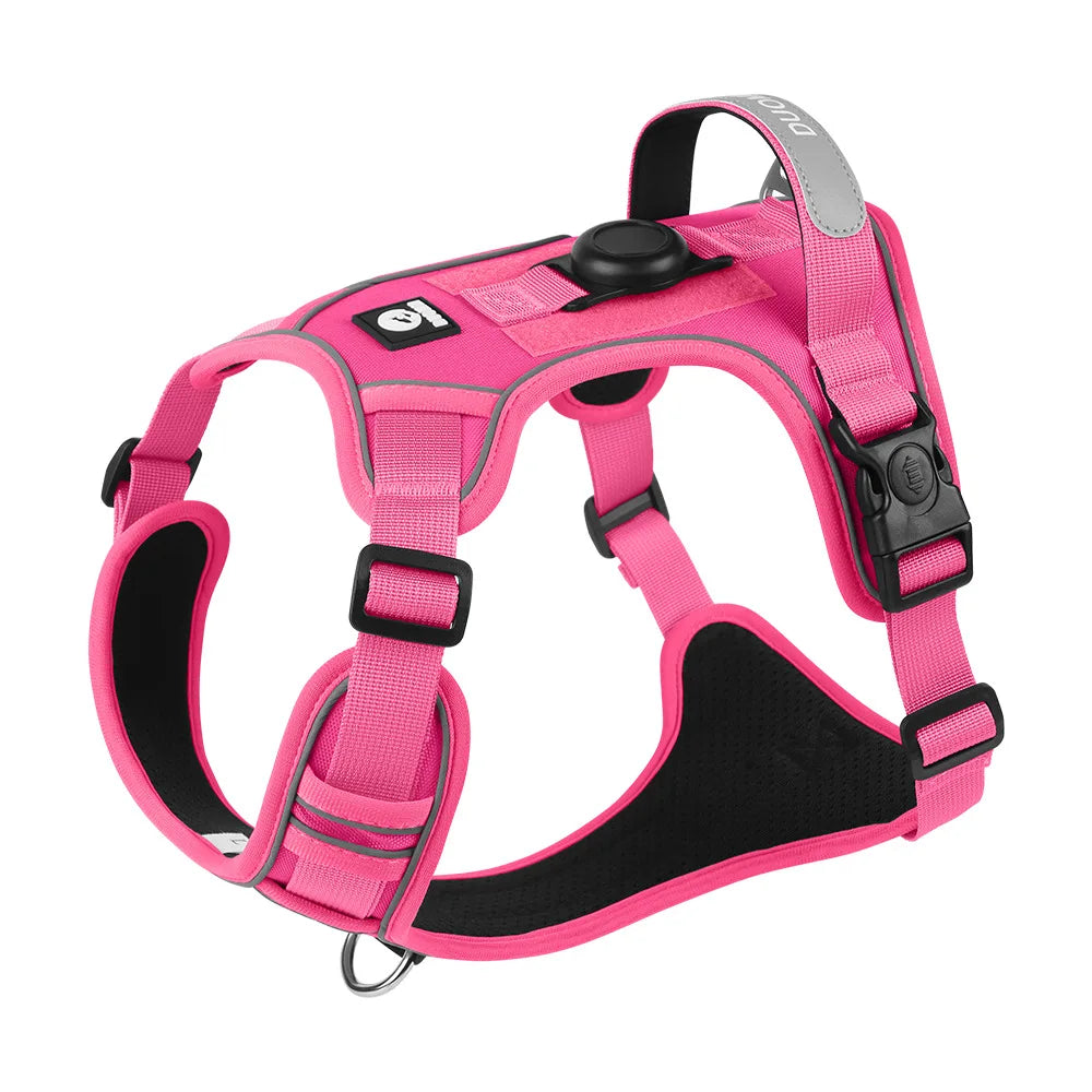 Airtag Holder Harness for Medium Large Dog Escape-Proof Reflective Vest with GPS Tracker Pocket, Adjustable Breathable Mesh