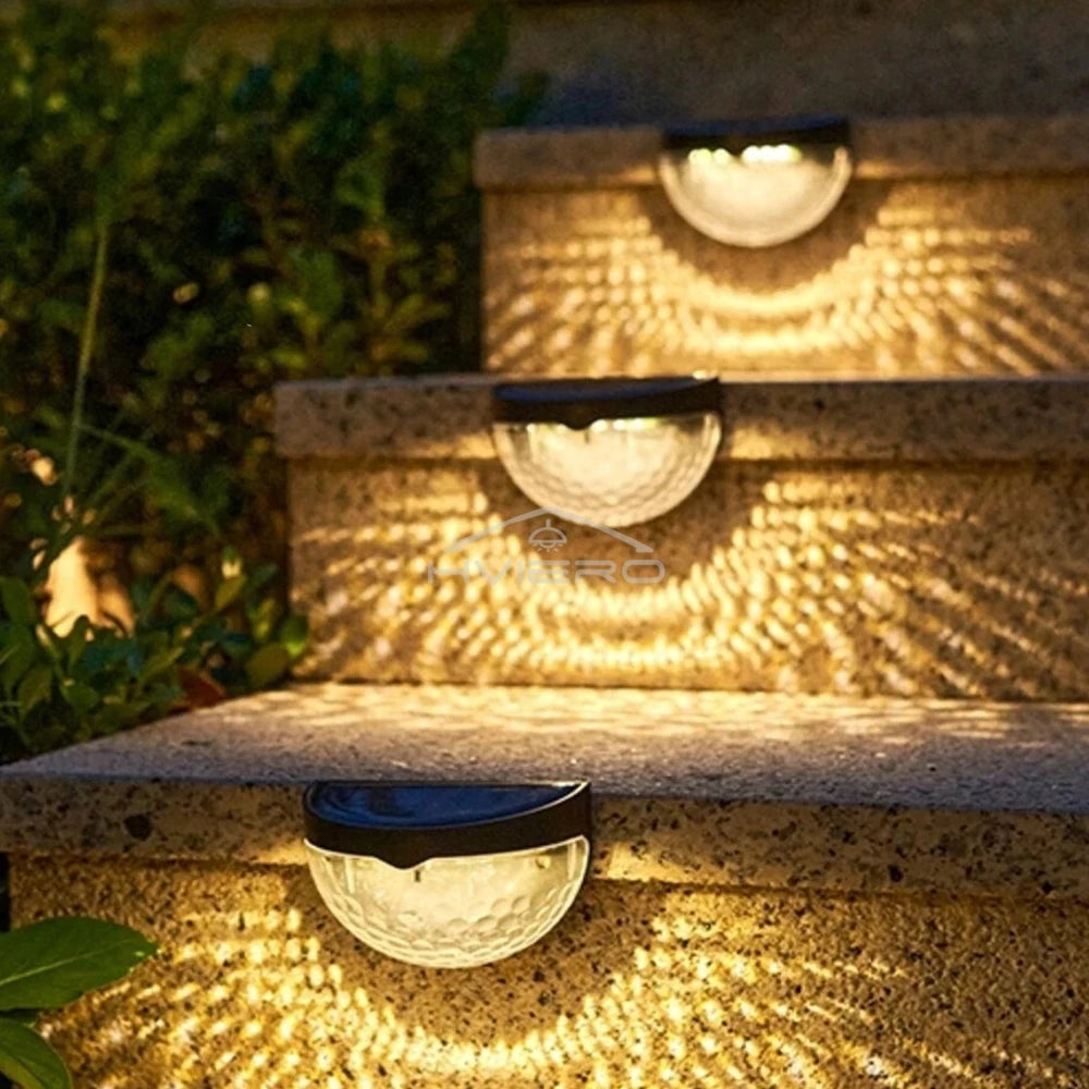 Solar Lights Outdoor 6LED Semi-circular Wall Step Garden Layout Terrace Ambiance Decorated IP65 Waterproof Family Courtyard Lamp