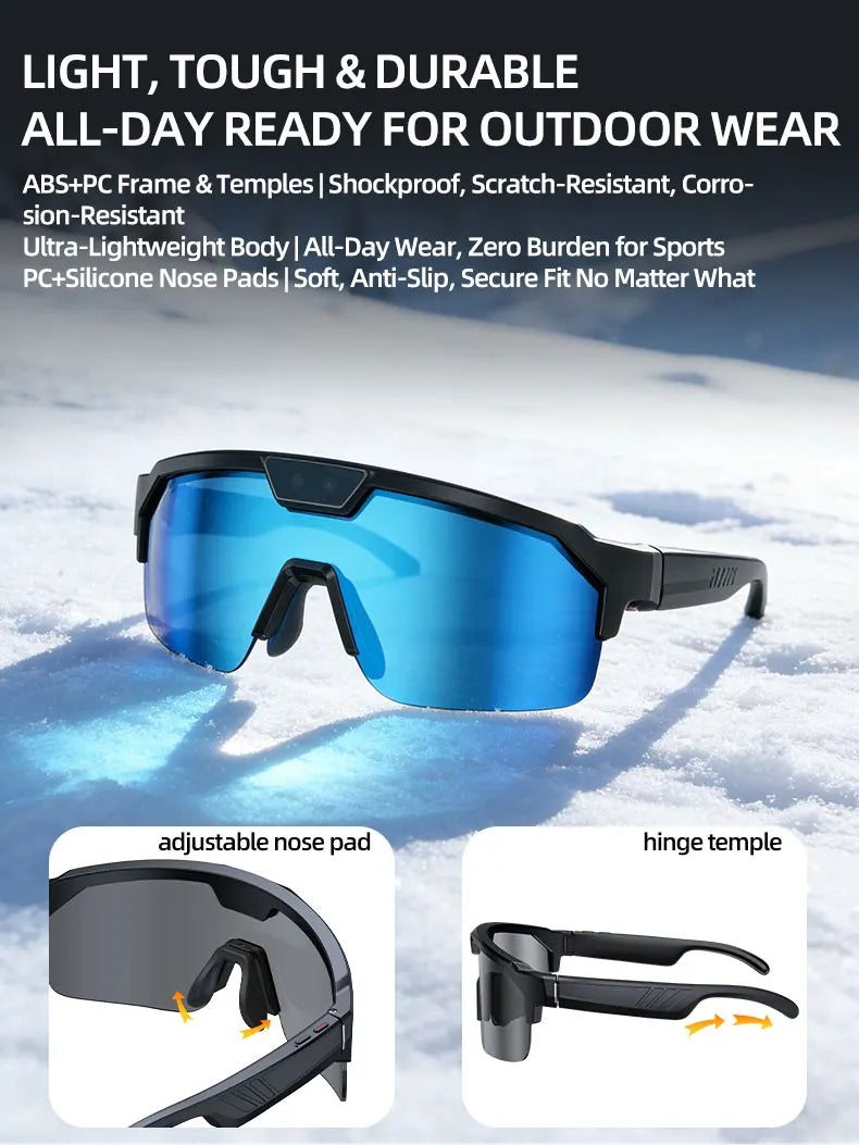 2026 New AI Camera Glasses, 1200P HD Video Recording, 30MP Photo Shooting, Voice Assistant, WiFi Sync for Cycling Hiking Travel