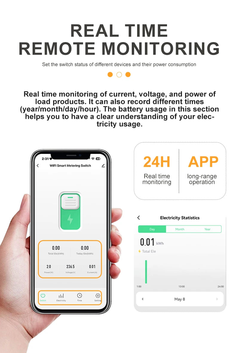 TUYA smartlife 1- 63A DIY GO 1P+N WIFI Smart Switch Energy Meter Kwh Metering Monitoring Circuit Breaker Timer Relay MCB