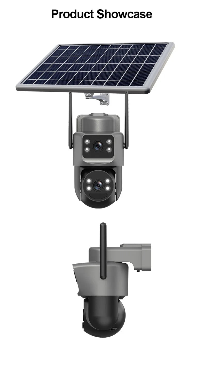 2.8'' 8MP Solar Camera Outdoor Dual Lens Wireless WIFI Surveillance IP Camera PIR Human Detection Solar Security CCTV Cam