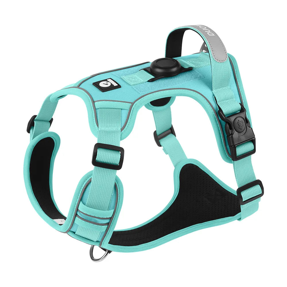 Airtag Holder Harness for Medium Large Dog Escape-Proof Reflective Vest with GPS Tracker Pocket, Adjustable Breathable Mesh