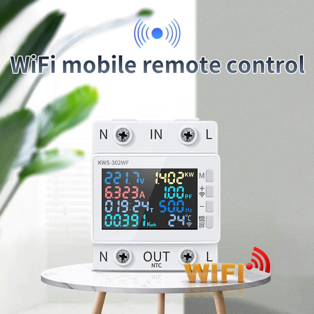 Tuya WiFi Smart Power Meter Earth Leakage Protector Switch Wattmeter Current Voltage Monitor Relay Circuit Breaker Energy Meter
