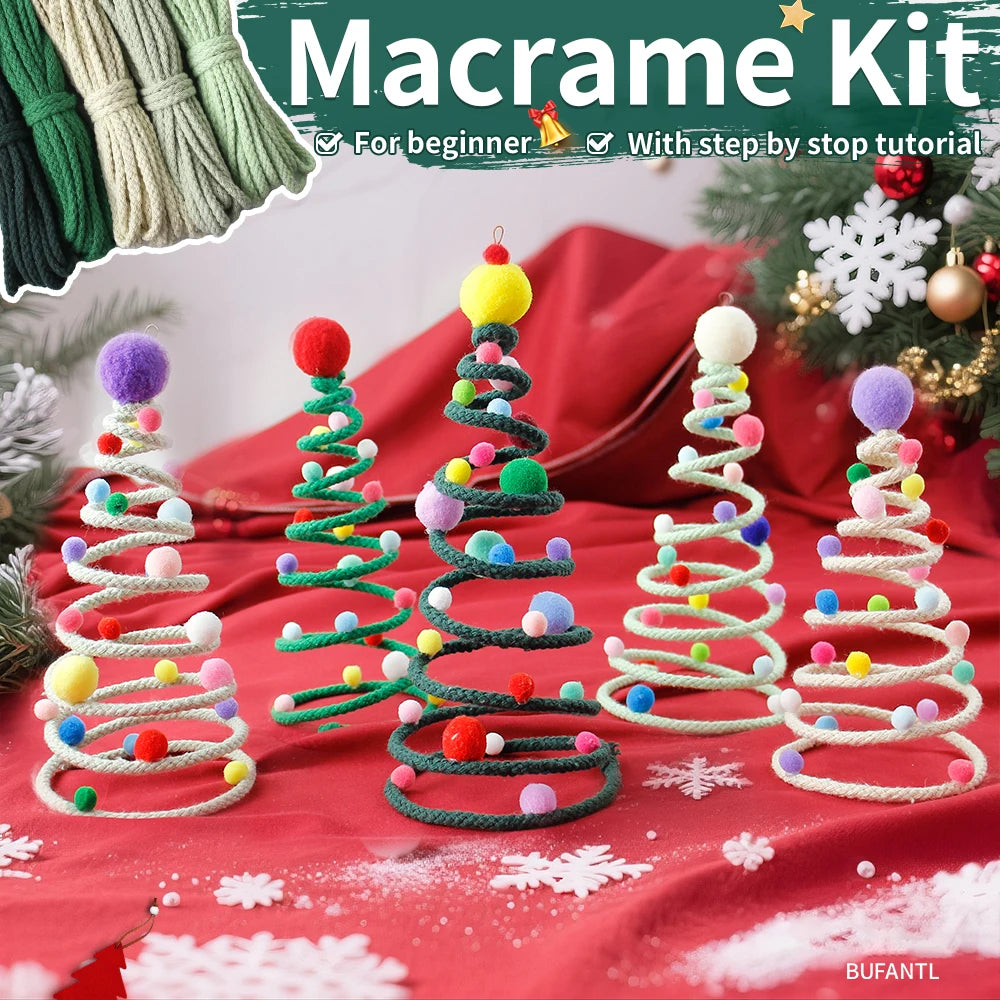 DIY Christmas Tree Making Kit with Weaving Tutorial Included Christmas Decoration Hanging Ornament Handcraft Material Pack