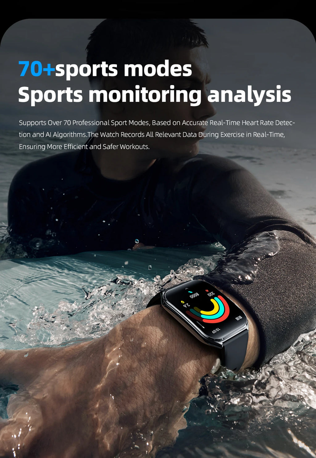 2026 New Smartwatch 1.96 inch Ultra-thin Bluetooth Call Health Monitor IP68 Waterproof 100 Sport Smart Bracelet For  Android iOS