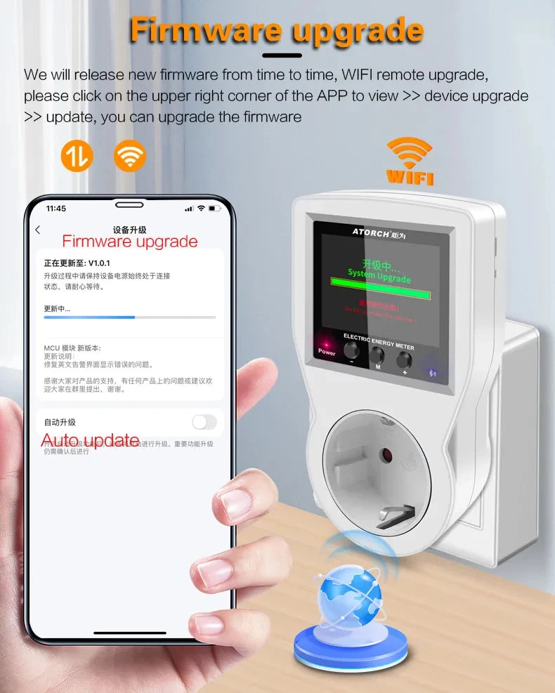 AC85-265V 16A Tuya WIFI Smart Socket Digital Wattmeter Electricity Consumption Power Kwh With Switch Power Energy Meter