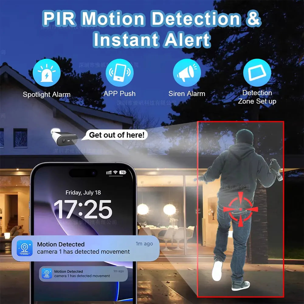 ANSVICAM 2K Solar Camera Built-in Battery 5MP 5G WIFI Security Camera Long Time Standby Color Night Vision Outdoor Wireless Cam
