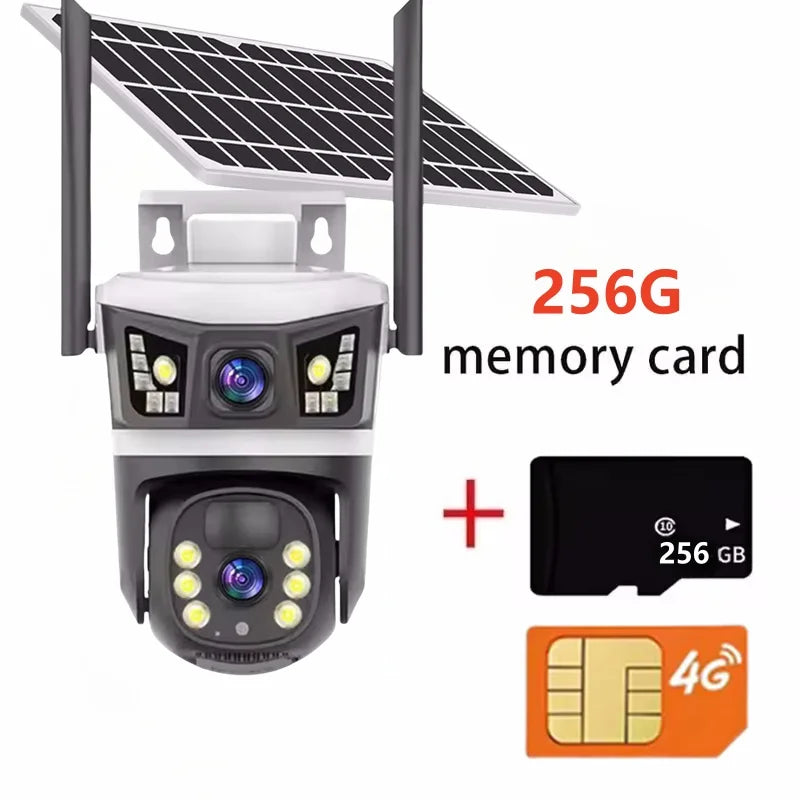 4G Solar Camera Outdoor 12MP 6K Dual Lens Dual Screens Security Video Monitor Cam Night Vision Waterproof CCTV IP Cameras Yoosee