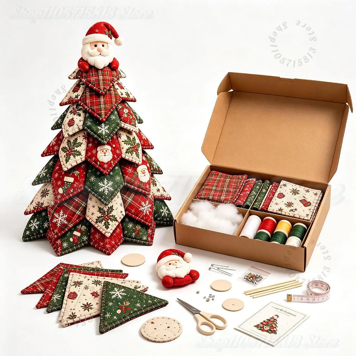 DIY Quilted Christmas Tree Kit, 3D Fabric Patchwork Craft Set, DIY Christmas Tree Kit, 3D Fabric Patchwork,Christmas Gift
