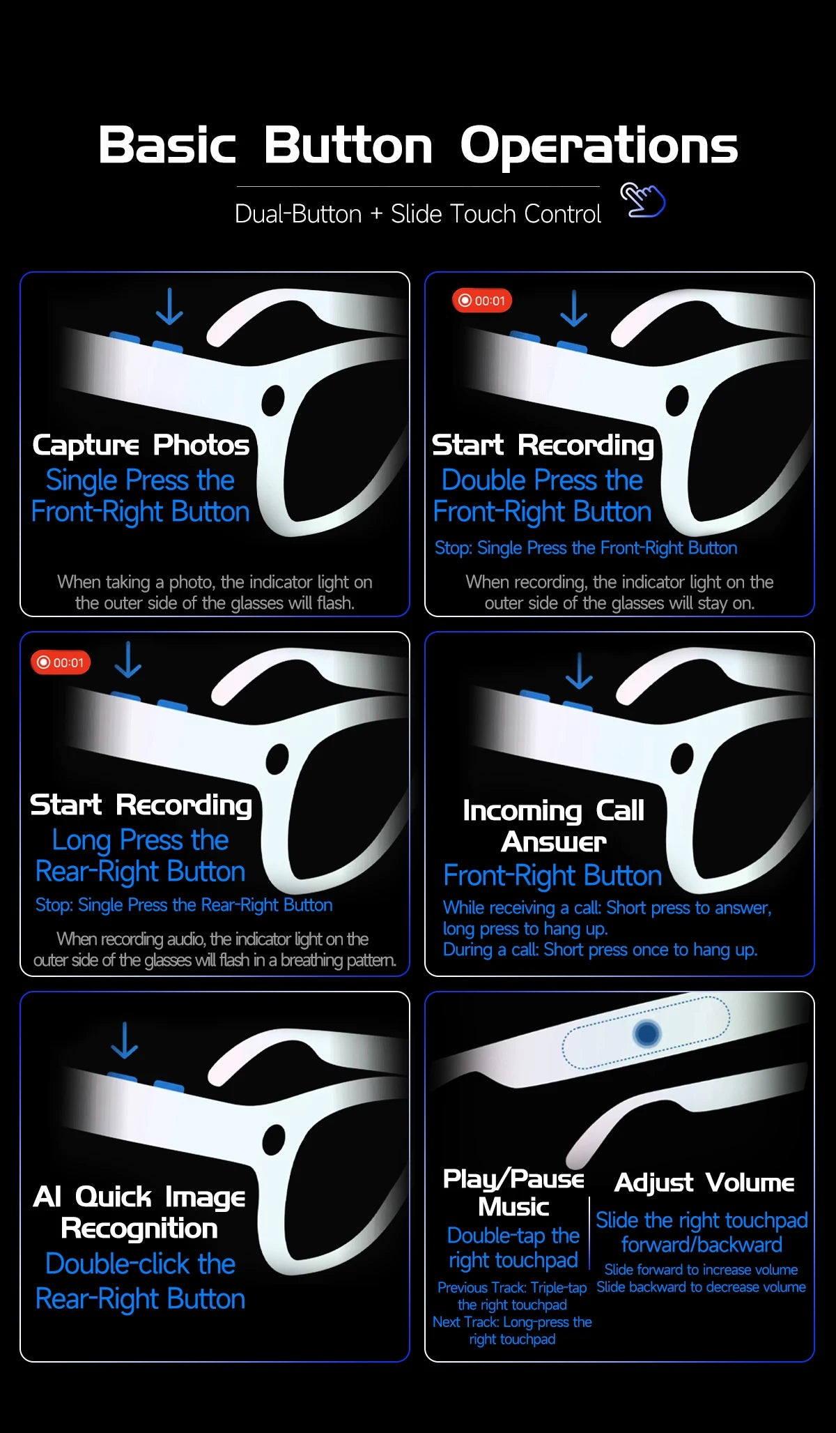 2026 New AI Smart Glasses 800W HD Camera Glasses Photo Recognition Video Record Translation Call Waterproof Sunglasses Men Women