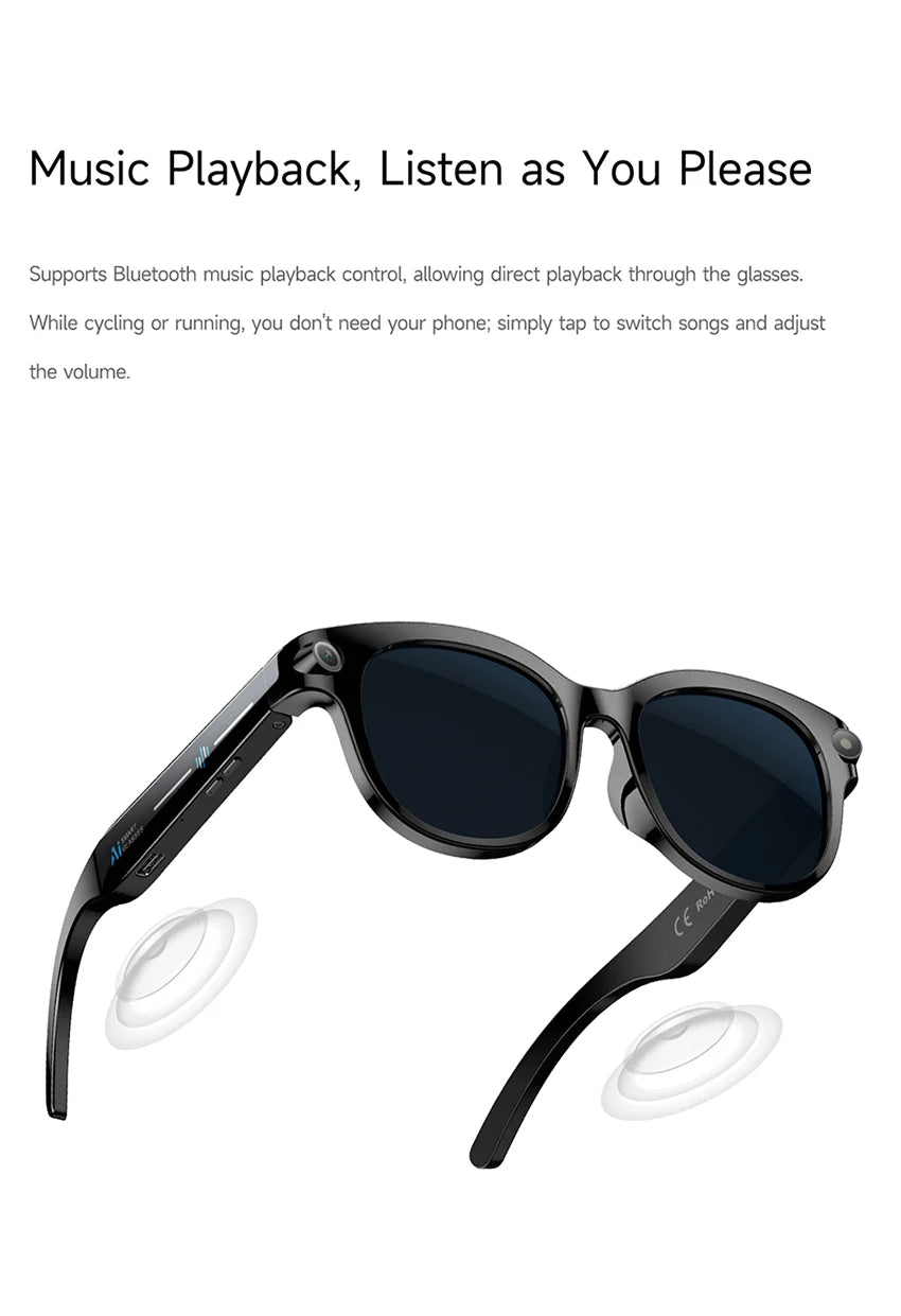M89-S AI Smart Glasses Equipped with High-Definition 1080P Camera Translation AI Voice Assistant Music Playback and LED Lighting