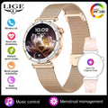 LIGE 2026 New Smartwatch Women 1.19" AMOLED Screen Always On Display Bluetooth Call Waterproof Lady Smart Watch For Android iOS