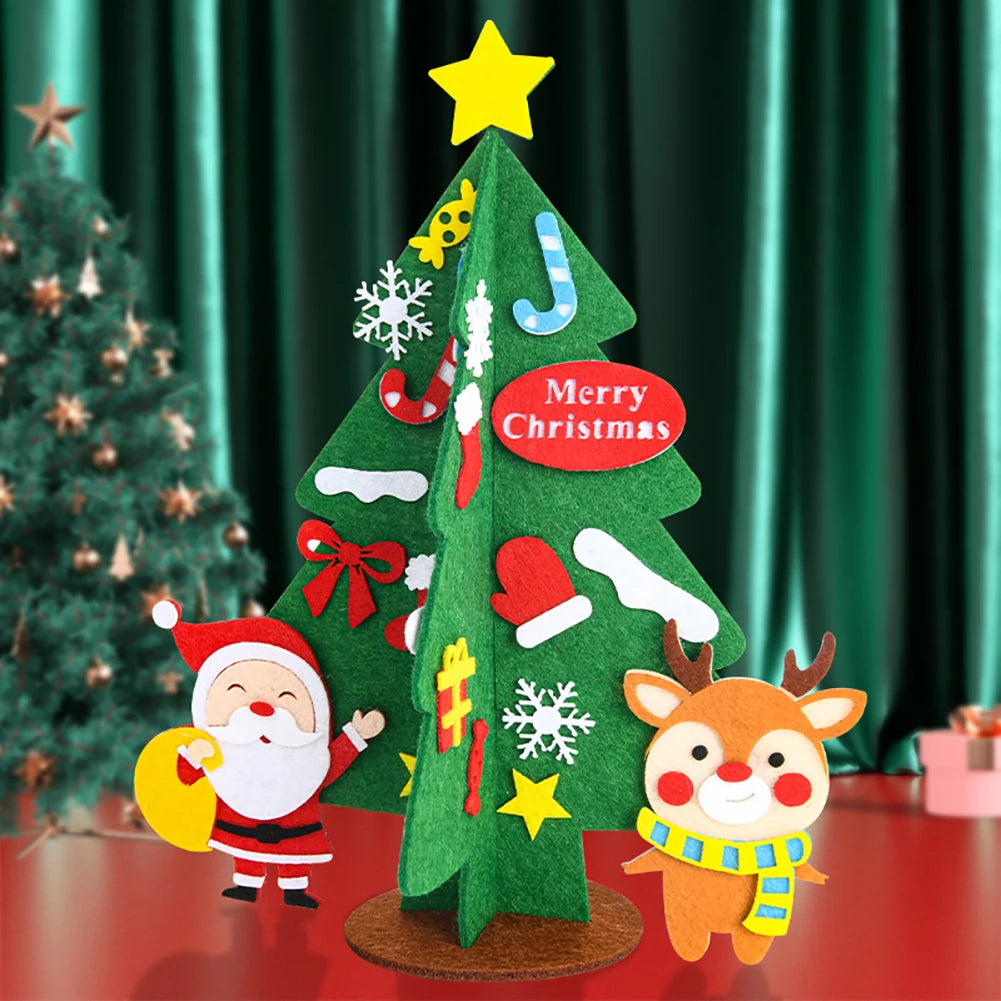 Christmas Tree Ornament Handmade DIY Santa Claus Snowman Desktop Xmas Tree Decoration