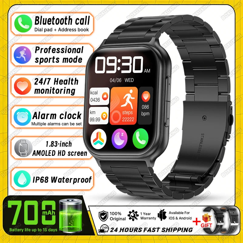 2026 New Smartwatches Men Women Sports Fitness Tracker IP68 Waterproof Built-in 24H Heart Rate 700 mAh Battery Call Smart Watch