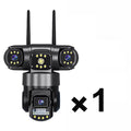 Solar Camera Outdoor Three Lens Three Screens PTZ IP Camera PIR Human Detect CCTV Security Built-in Battery 15MP 8K WIFI Camera