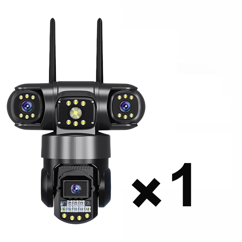 Solar Camera Outdoor Three Lens Three Screens PTZ IP Camera PIR Human Detect CCTV Security Built-in Battery 15MP 8K WIFI Camera