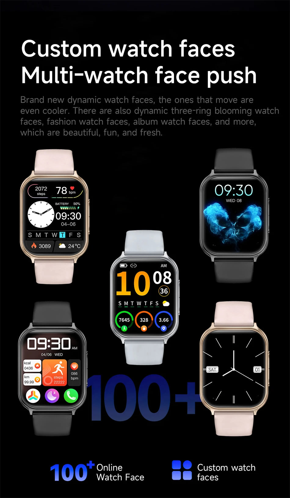2026 New Smartwatches Men Women Sports Fitness Tracker IP68 Waterproof Built-in 24H Heart Rate 700 mAh Battery Call Smart Watch
