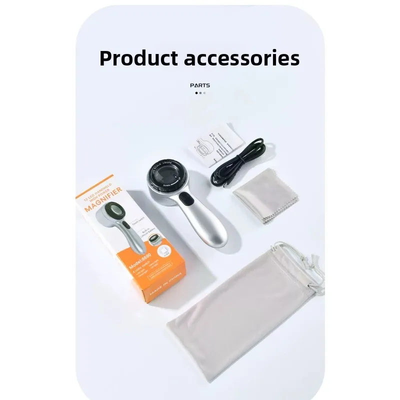 Magnifying Glass Rechargeable with UV Light High-definition High Magnification with Scale for Identifying Jewelry and Stamps