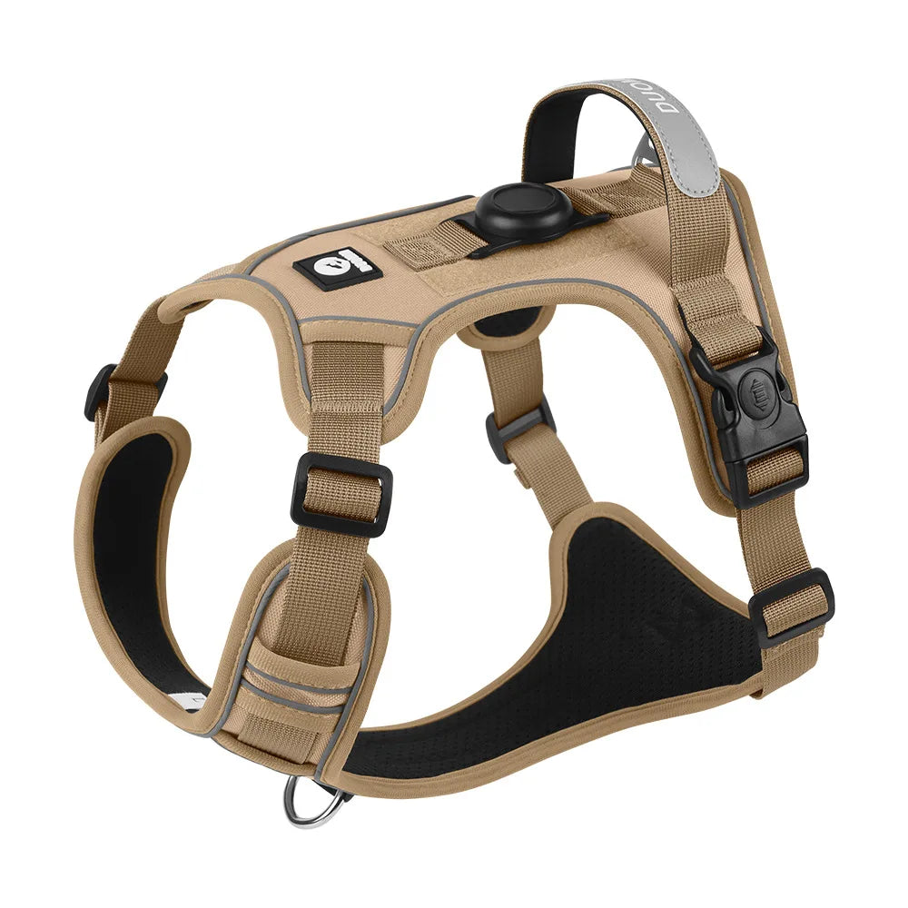 Airtag Holder Harness for Medium Large Dog Escape-Proof Reflective Vest with GPS Tracker Pocket, Adjustable Breathable Mesh