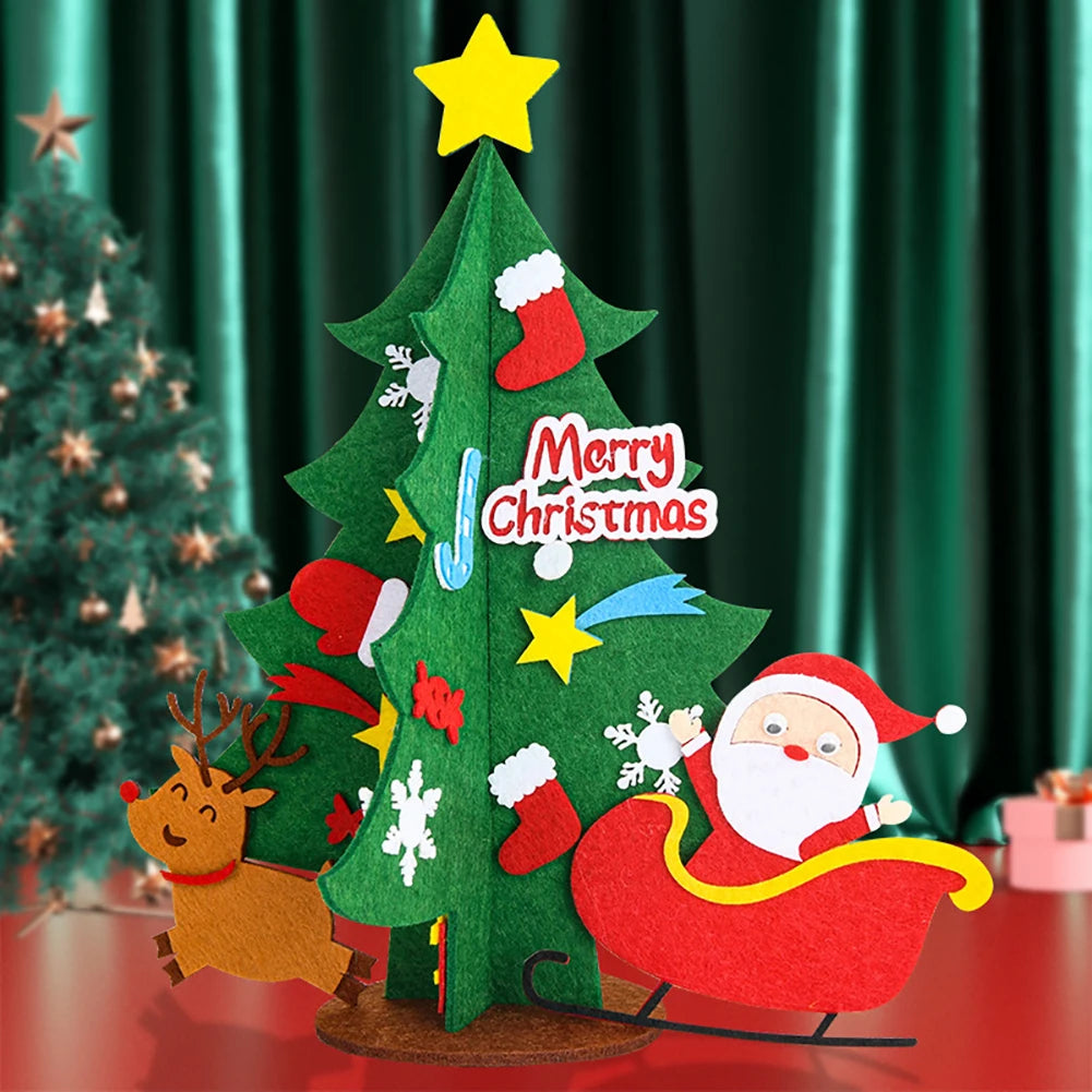 Christmas Tree Ornament Handmade DIY Santa Claus Snowman Desktop Xmas Tree Decoration