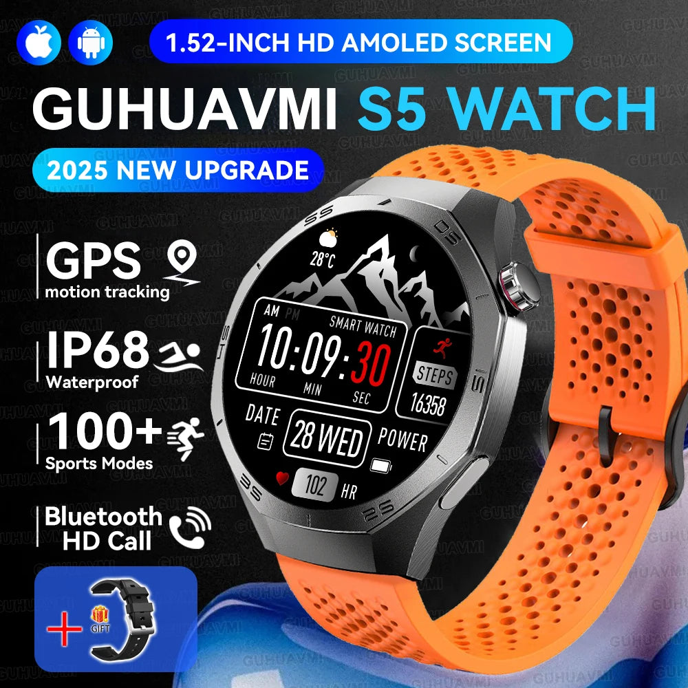 2026 New Sports Watch 5 Pro GPS Track Smart Watches Men 1.53"AMOLED Full Touch Screen Waterproof Bluetooth Talk Smart Bracelet