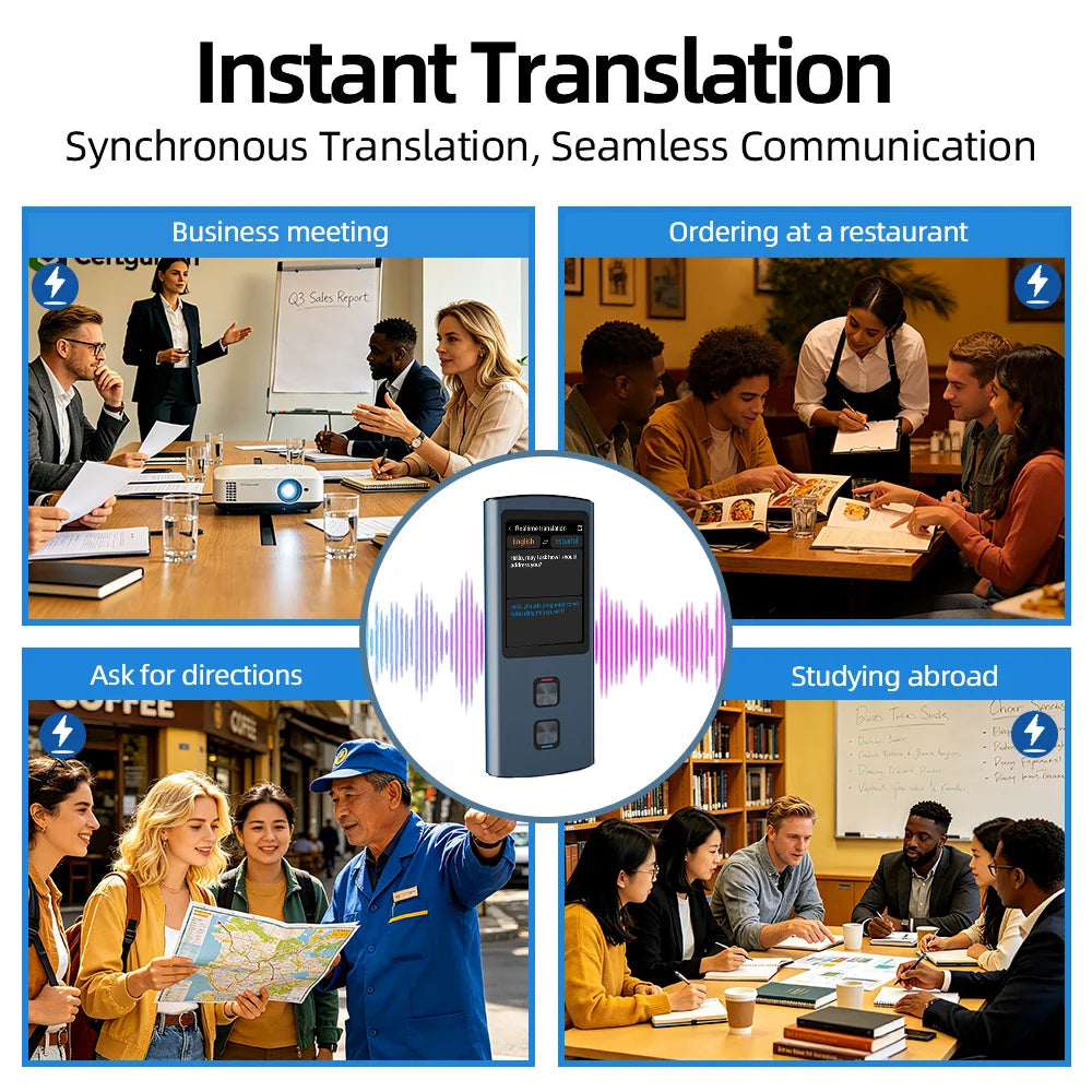 T26 T17 Metal Translator 17 Languages Offline 1+16GB Storage Professional Real-Time Interpreter for Business Meetings