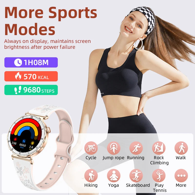 LIGE 2026 New Smartwatch Women 1.19" AMOLED Screen Always On Display Bluetooth Call Waterproof Lady Smart Watch For Android iOS